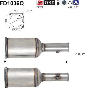 AS FD1036Q - Сажевый / частичный фильтр, система выхлопа ОГ autospares.lv