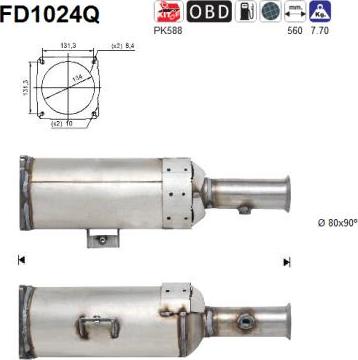 AS FD1024Q - Сажевый / частичный фильтр, система выхлопа ОГ autospares.lv