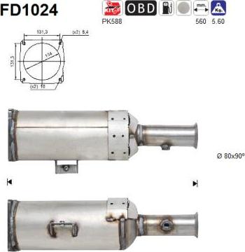 AS FD1024 - Сажевый / частичный фильтр, система выхлопа ОГ autospares.lv