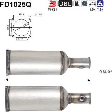 AS FD1025Q - Сажевый / частичный фильтр, система выхлопа ОГ autospares.lv