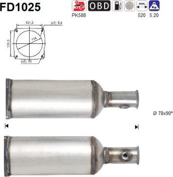 AS FD1025 - Сажевый / частичный фильтр, система выхлопа ОГ autospares.lv