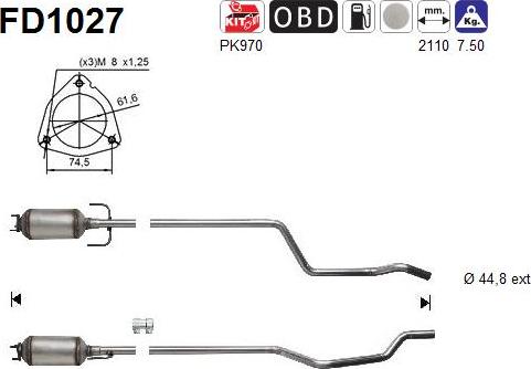 AS FD1027 - Сажевый / частичный фильтр, система выхлопа ОГ autospares.lv