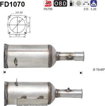 AS FD1070 - Сажевый / частичный фильтр, система выхлопа ОГ autospares.lv