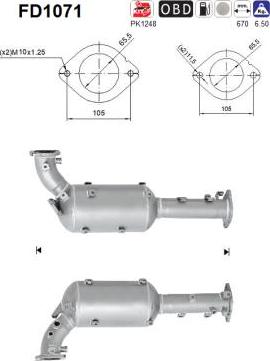 AS FD1071 - Сажевый / частичный фильтр, система выхлопа ОГ autospares.lv