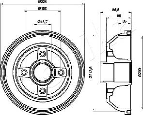 Ashika 56-00-0408 - Тормозной барабан autospares.lv