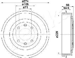 Ashika 56-00-0600 - Тормозной барабан autospares.lv