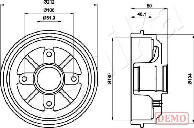 Ashika 56-00-0608C - Тормозной барабан autospares.lv