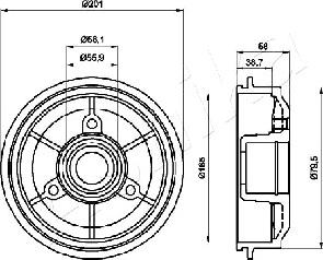 Ashika 56-00-0607 - Тормозной барабан autospares.lv