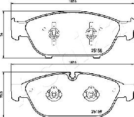 Ashika 50-00-0925 - Тормозные колодки, дисковые, комплект autospares.lv