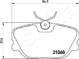 Ashika 50-00-0415 - Тормозные колодки, дисковые, комплект autospares.lv