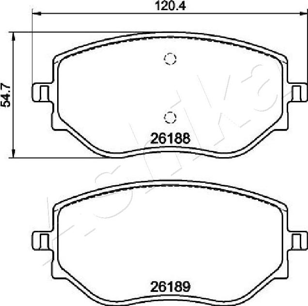 Ashika 50-00-0550 - Тормозные колодки, дисковые, комплект autospares.lv