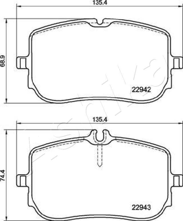 Ashika 50-00-0551 - Тормозные колодки, дисковые, комплект autospares.lv