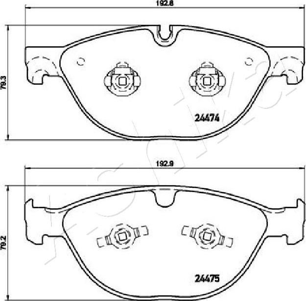 Ashika 50-00-0347 - Тормозные колодки, дисковые, комплект autospares.lv