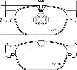 Ashika 50-00-0333 - Тормозные колодки, дисковые, комплект autospares.lv