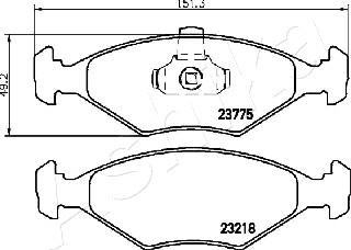 Ashika 50-00-0223 - Тормозные колодки, дисковые, комплект autospares.lv