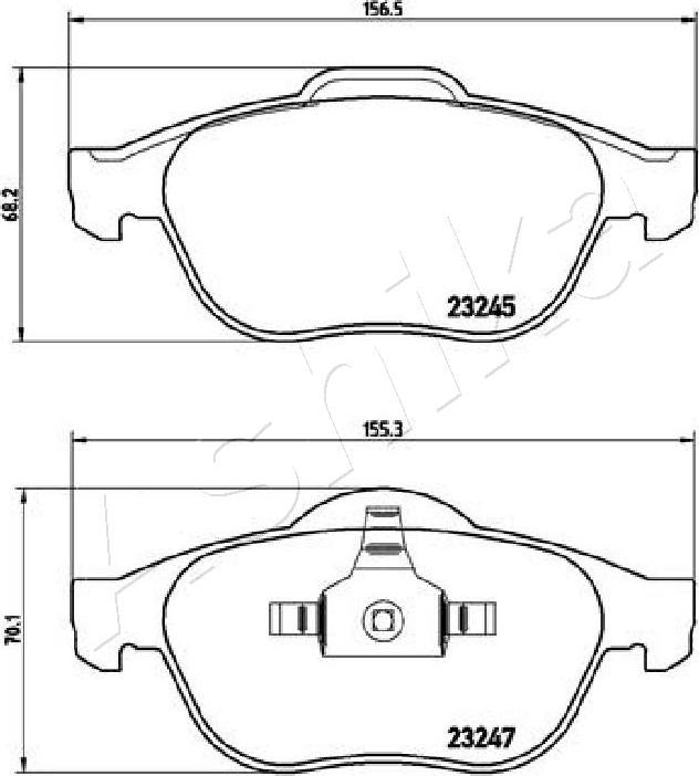 Ashika 50-00-0708 - Тормозные колодки, дисковые, комплект autospares.lv