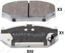 Ashika 50-08-820 - Тормозные колодки, дисковые, комплект autospares.lv