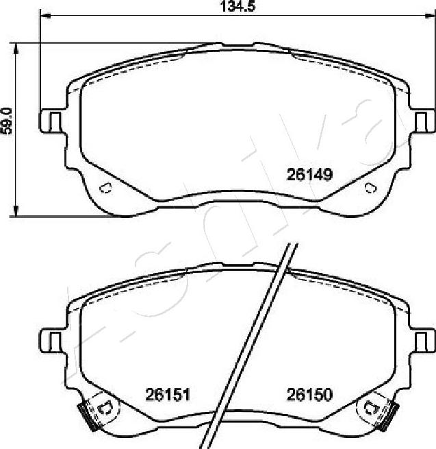 Ashika 50-02-2027 - Тормозные колодки, дисковые, комплект autospares.lv