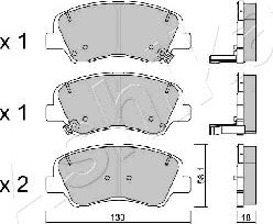 Ashika 50-0H-H27 - Тормозные колодки, дисковые, комплект autospares.lv