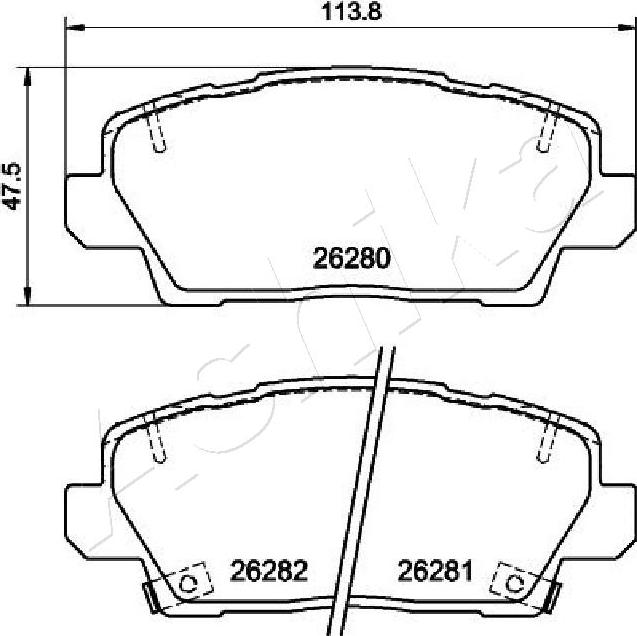 Ashika 500KK37 - Тормозные колодки, дисковые, комплект autospares.lv