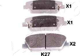 Ashika 50-0K-K27 - Тормозные колодки, дисковые, комплект autospares.lv