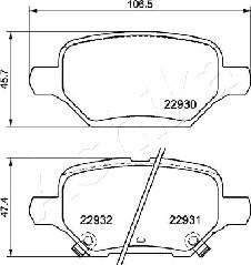 Ashika 51-00-0405 - Тормозные колодки, дисковые, комплект autospares.lv