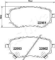 Ashika 51-00-0532 - Тормозные колодки, дисковые, комплект autospares.lv