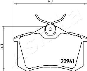 Ashika 51-00-0613 - Тормозные колодки, дисковые, комплект autospares.lv