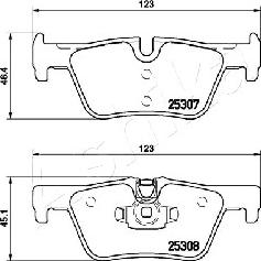 Ashika 51-00-0102 - Тормозные колодки, дисковые, комплект autospares.lv