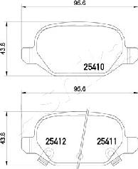 Ashika 51-00-0214 - Тормозные колодки, дисковые, комплект autospares.lv