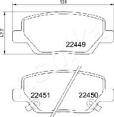 Ashika 51-00-0211 - Тормозные колодки, дисковые, комплект autospares.lv