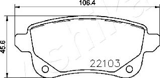 Ashika 51-00-0704 - Тормозные колодки, дисковые, комплект autospares.lv