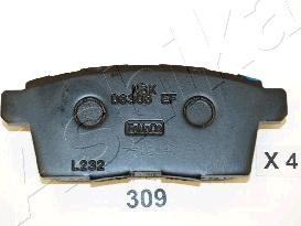 Ashika 51-03-309 - Тормозные колодки, дисковые, комплект autospares.lv