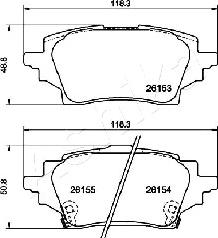 Ashika 51-02-263 - Тормозные колодки, дисковые, комплект autospares.lv