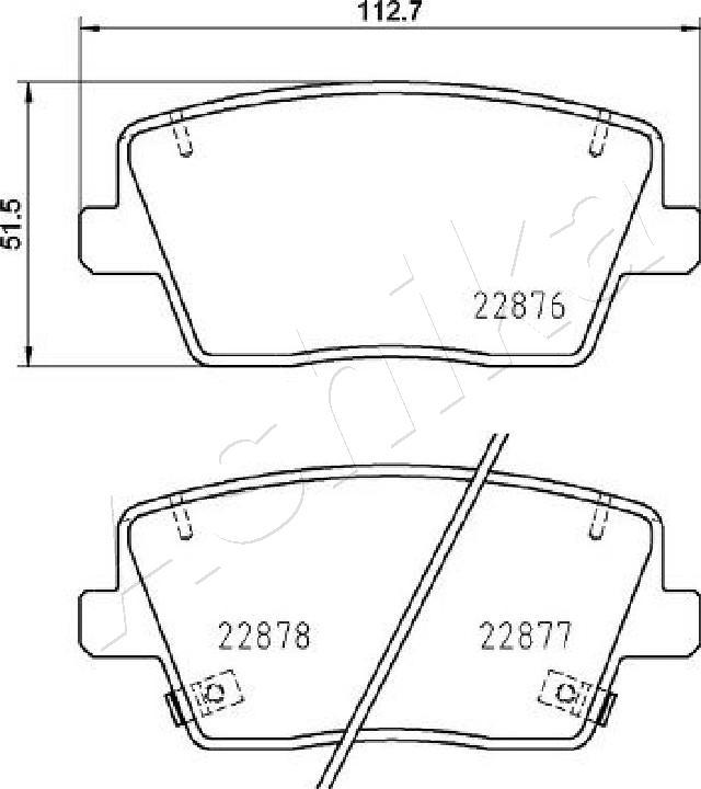 Ashika 51-0H-H12 - Тормозные колодки, дисковые, комплект autospares.lv