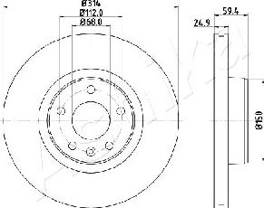 Ashika 60-00-0927 - Тормозной диск autospares.lv