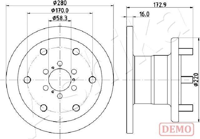 Ashika 60-00-0255C - Тормозной диск autospares.lv