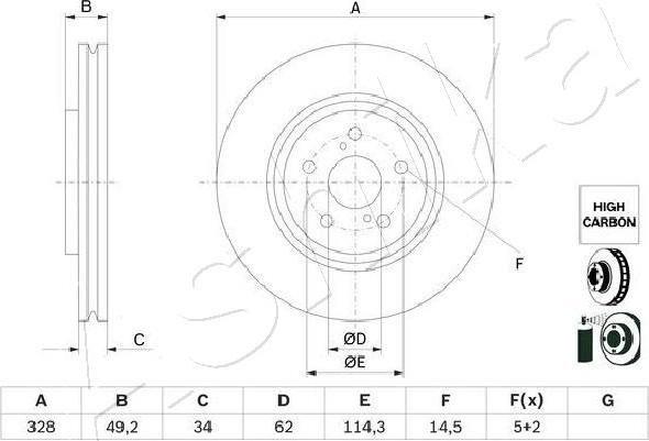 Ashika 60-02-2058C - Тормозной диск autospares.lv