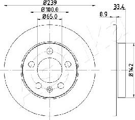 Ashika 61-00-0933 - Тормозной диск autospares.lv