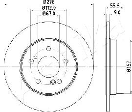 Ashika 61-00-0505 - Тормозной диск autospares.lv