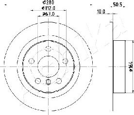 Ashika 61-00-0105 - Тормозной диск autospares.lv