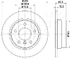 Ashika 61-00-0100 - Тормозной диск autospares.lv