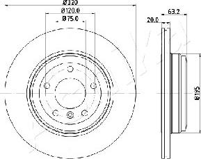 Ashika 61-00-0121 - Тормозной диск autospares.lv