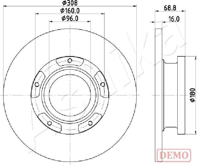 Ashika 61-00-0312C - Тормозной диск autospares.lv