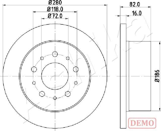 Ashika 61-00-0216C - Тормозной диск autospares.lv