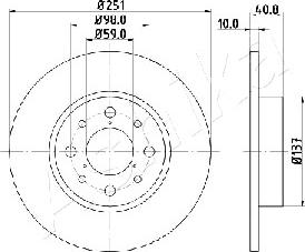 Ashika 61-00-0210 - Тормозной диск autospares.lv