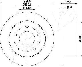 Ashika 61-00-0230 - Тормозной диск autospares.lv