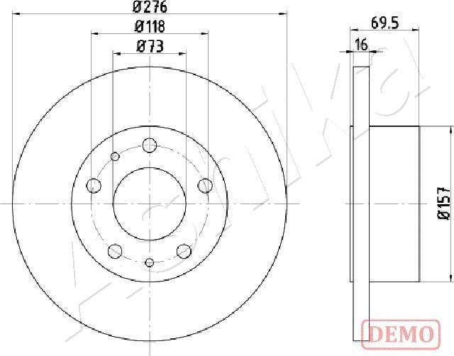 Ashika 61-00-0223C - Тормозной диск autospares.lv