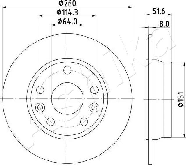 Ashika 61-01-135C - Тормозной диск autospares.lv