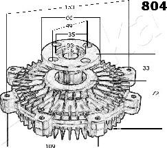 Ashika 36-08-804 - Сцепление, вентилятор радиатора autospares.lv